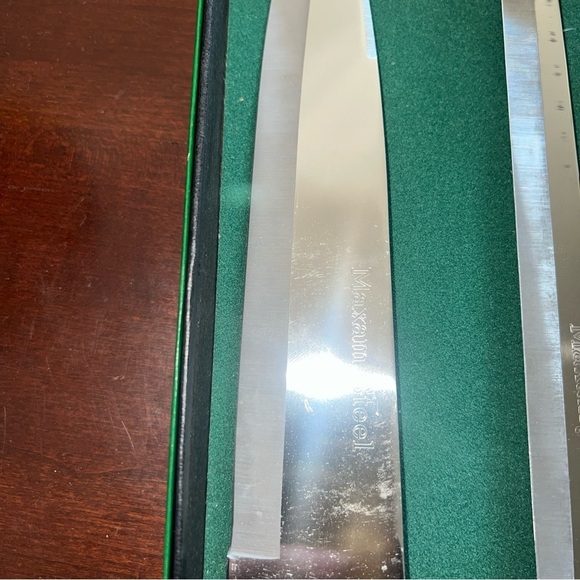 Vintage Set of 5 Wood Handle MAXAM Steel Kitchen Knife Set Plus Bonus Sharpener - Picture 2 of 10